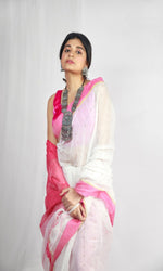 Thumbnail for Piyari Fashion Handloom Cotton Blend White Sequin Saree