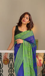 Thumbnail for Piyari Fashion Handloom Blue Cotton Begampuri Saree