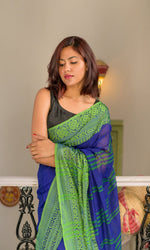 Thumbnail for Piyari Fashion Handloom Blue Cotton Begampuri Saree