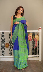 Thumbnail for Piyari Fashion Handloom Blue Cotton Begampuri Saree