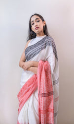 Thumbnail for Piyari Fashion Handloom White Cotton Begampuri Saree