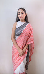 Thumbnail for Piyari Fashion Handloom White Cotton Begampuri Saree