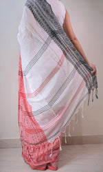 Thumbnail for Piyari Fashion Handloom White Cotton Begampuri Saree