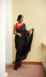 Thumbnail for Piyari Fashion Handloom Black Cotton Saree