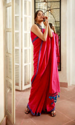 Thumbnail for Piyari Fashion Handloom Rani Pink Cotton Saree