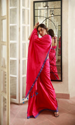 Thumbnail for Piyari Fashion Handloom Rani Pink Cotton Saree