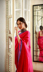 Thumbnail for Piyari Fashion Handloom Rani Pink Cotton Saree