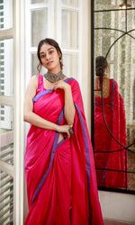 Thumbnail for Piyari Fashion Handloom Rani Pink Cotton Saree