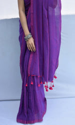 Thumbnail for Piyari Fashion Handloom Purple Cotton Saree