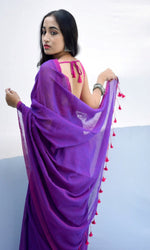 Thumbnail for Piyari Fashion Handloom Purple Cotton Saree