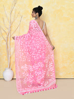 Thumbnail for Piyari Fashion Women's Pink Cotton Silk Jamdani Saree