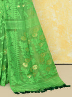 Thumbnail for Piyari Fashion Women's Green Cotton Silk Jamdani Saree