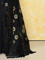 Thumbnail for Piyari Fashion Women's Black Cotton Silk Jamdani Saree