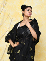 Thumbnail for Piyari Fashion Women's Black Cotton Silk Jamdani Saree