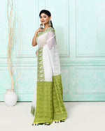 Thumbnail for Piyari Fashion Women's White Cotton Silk Jamdani Saree