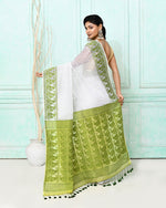 Thumbnail for Piyari Fashion Women's White Cotton Silk Jamdani Saree