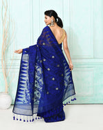 Thumbnail for Piyari Fashion Women's Blue Cotton Silk Jamdani Saree
