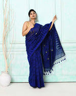 Thumbnail for Piyari Fashion Women's Blue Cotton Silk Jamdani Saree