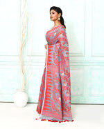 Thumbnail for Piyari Fashion Women's Gray Red Cotton Silk Jamdani Saree