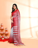 Thumbnail for Piyari Fashion Women`s Cotton Silk Silver Handloom Saree With Blouse