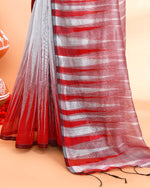 Thumbnail for Piyari Fashion Women`s Cotton Silk Silver Handloom Saree With Blouse