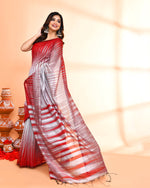 Thumbnail for Piyari Fashion Women`s Cotton Silk Silver Handloom Saree With Blouse