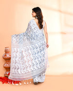 Thumbnail for Piyari Fashion Women's Pebble Grey Cotton Silk Jamdani Saree