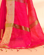 Thumbnail for Piyari Fashion Women`s Cotton Silk Rani Pink Handloom Saree With Blouse