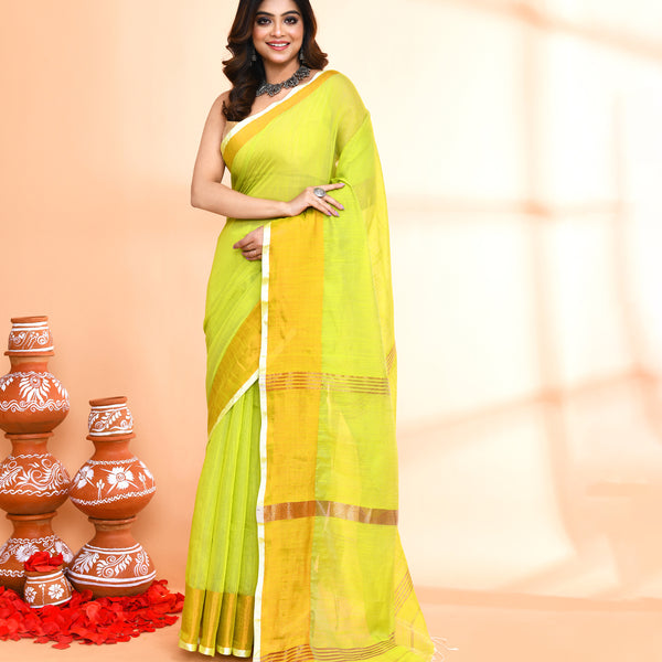 Piyari Fashion Women`s Cotton Silk Lemon Handloom Saree With Blouse - Distacart