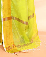 Thumbnail for Piyari Fashion Women`s Cotton Silk Lemon Handloom Saree With Blouse