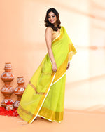 Thumbnail for Piyari Fashion Women`s Cotton Silk Lemon Handloom Saree With Blouse