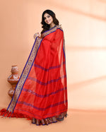 Thumbnail for Piyari Fashion Women`s Cotton Silk Red Handloom Saree With Blouse