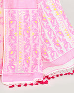 Thumbnail for Piyari Fashion Women's Off White Pink Cotton Silk Jamdani Saree