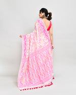 Thumbnail for Piyari Fashion Women's Off White Pink Cotton Silk Jamdani Saree