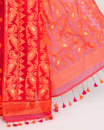 Thumbnail for Piyari Fashion Women's Rani Orange Cotton Silk Jamdani Saree