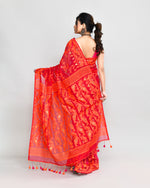 Thumbnail for Piyari Fashion Women's Rani Orange Cotton Silk Jamdani Saree