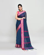Thumbnail for Piyari Fashion Women`s Cotton Silk Charcoal Handloom Saree With Blouse