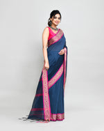 Thumbnail for Piyari Fashion Women`s Cotton Silk Charcoal Handloom Saree With Blouse