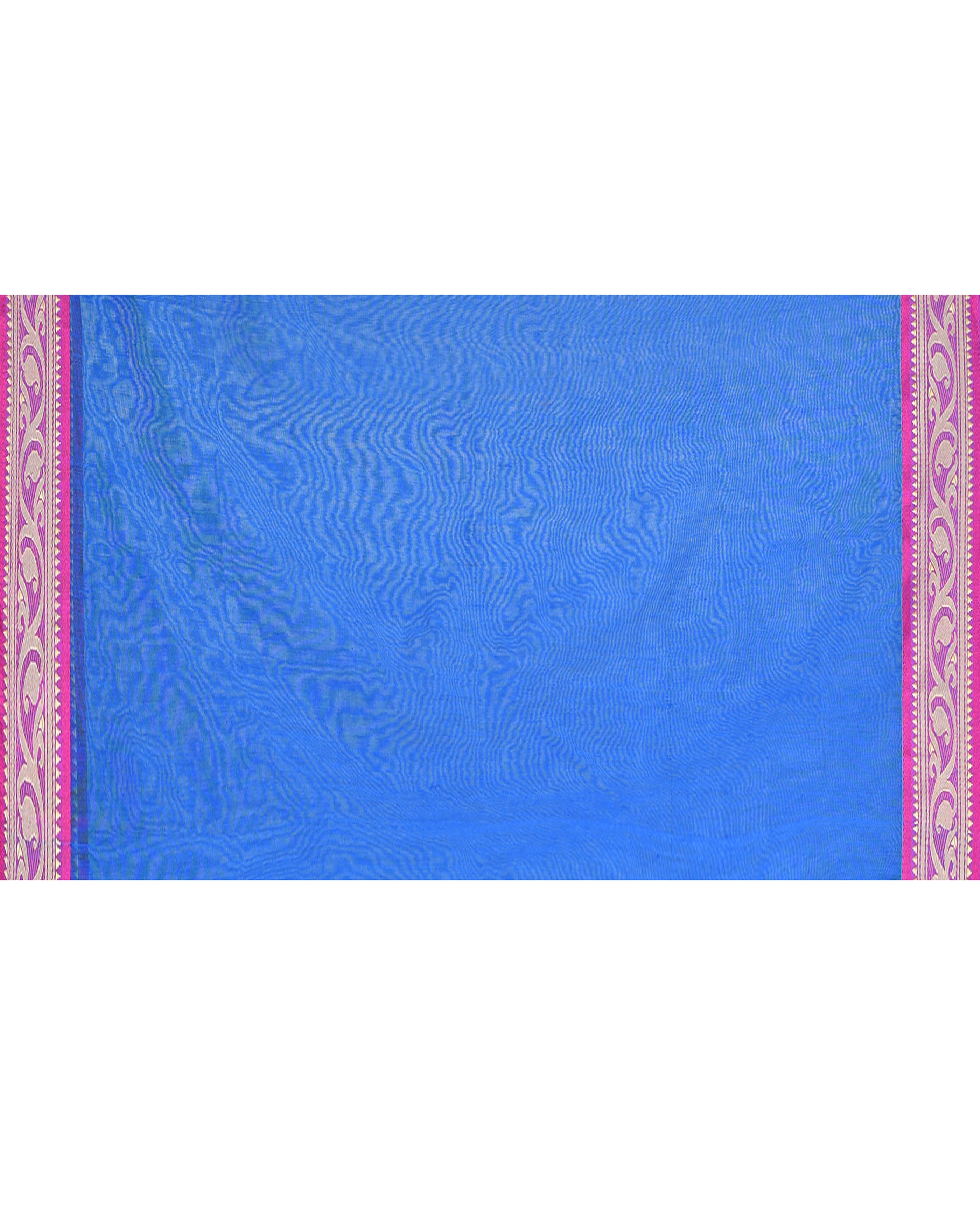 Piyari Fashion Women`s Cotton Silk Blue Handloom Saree With Blouse