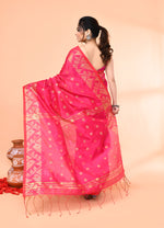 Thumbnail for Piyari Fashion Women`s Cotton Blend Rani Handloom Saree With Blouse