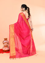 Thumbnail for Piyari Fashion Women`s Cotton Blend Rani Handloom Saree With Blouse