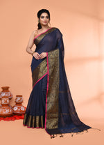 Thumbnail for Piyari Fashion Women`s Cotton Blend Grey Handloom Saree With Blouse