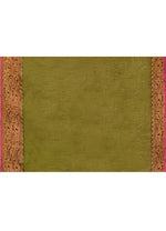 Thumbnail for Piyari Fashion Women`s Cotton Blend Moss Green Handloom Saree With Blouse