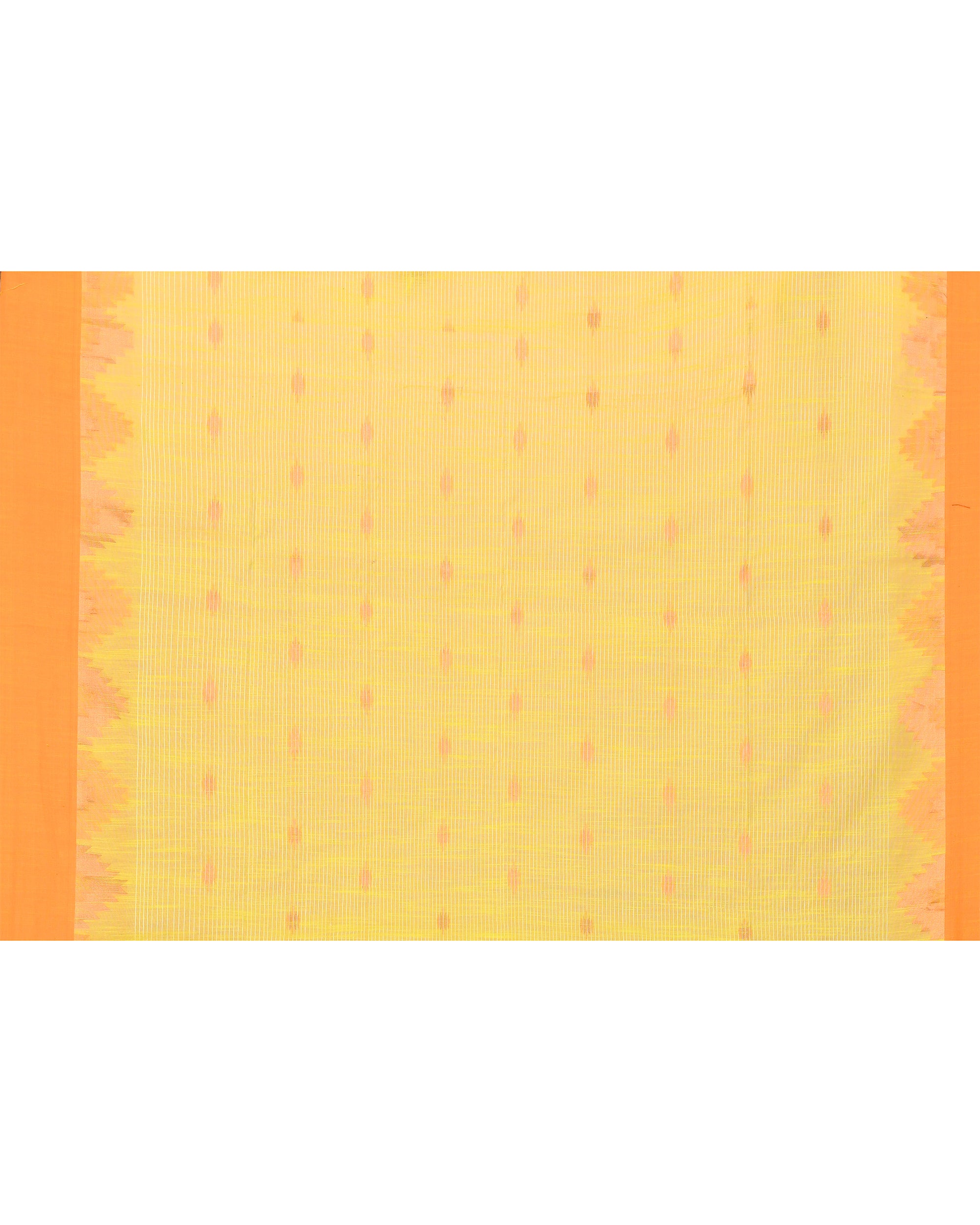 Piyari Fashion Women's Lime Yellow Cotton Blend Handloom Saree With Brown Temple Border