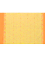 Thumbnail for Piyari Fashion Women's Lime Yellow Cotton Blend Handloom Saree With Brown Temple Border