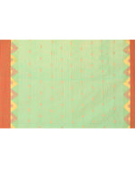 Thumbnail for Piyari Fashion Women's Green Cotton Blend Handloom Saree With Red Temple Border