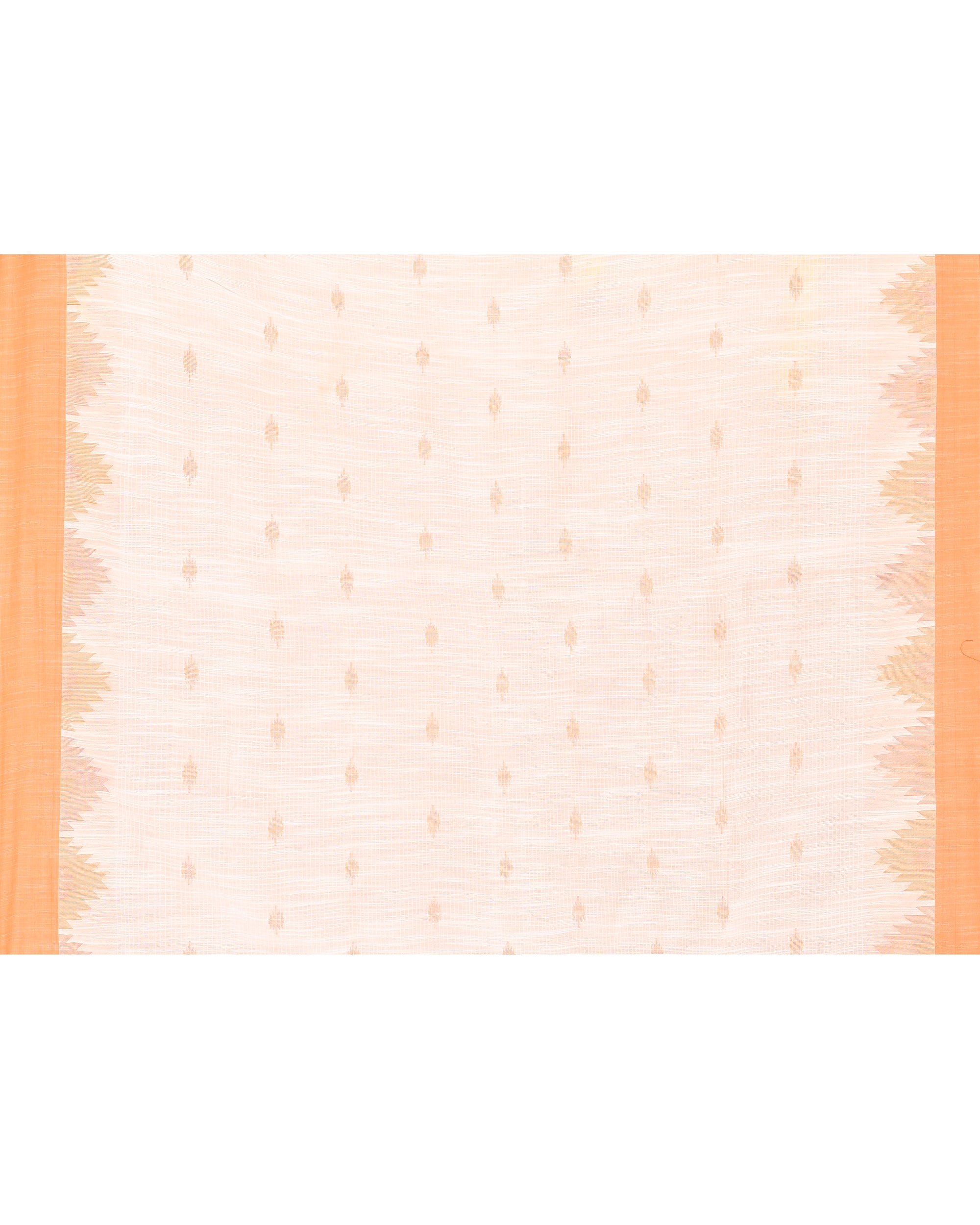 Piyari Fashion Women's White Cotton Blend Handloom Saree With Brown Temple Border