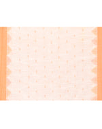Thumbnail for Piyari Fashion Women's White Cotton Blend Handloom Saree With Brown Temple Border
