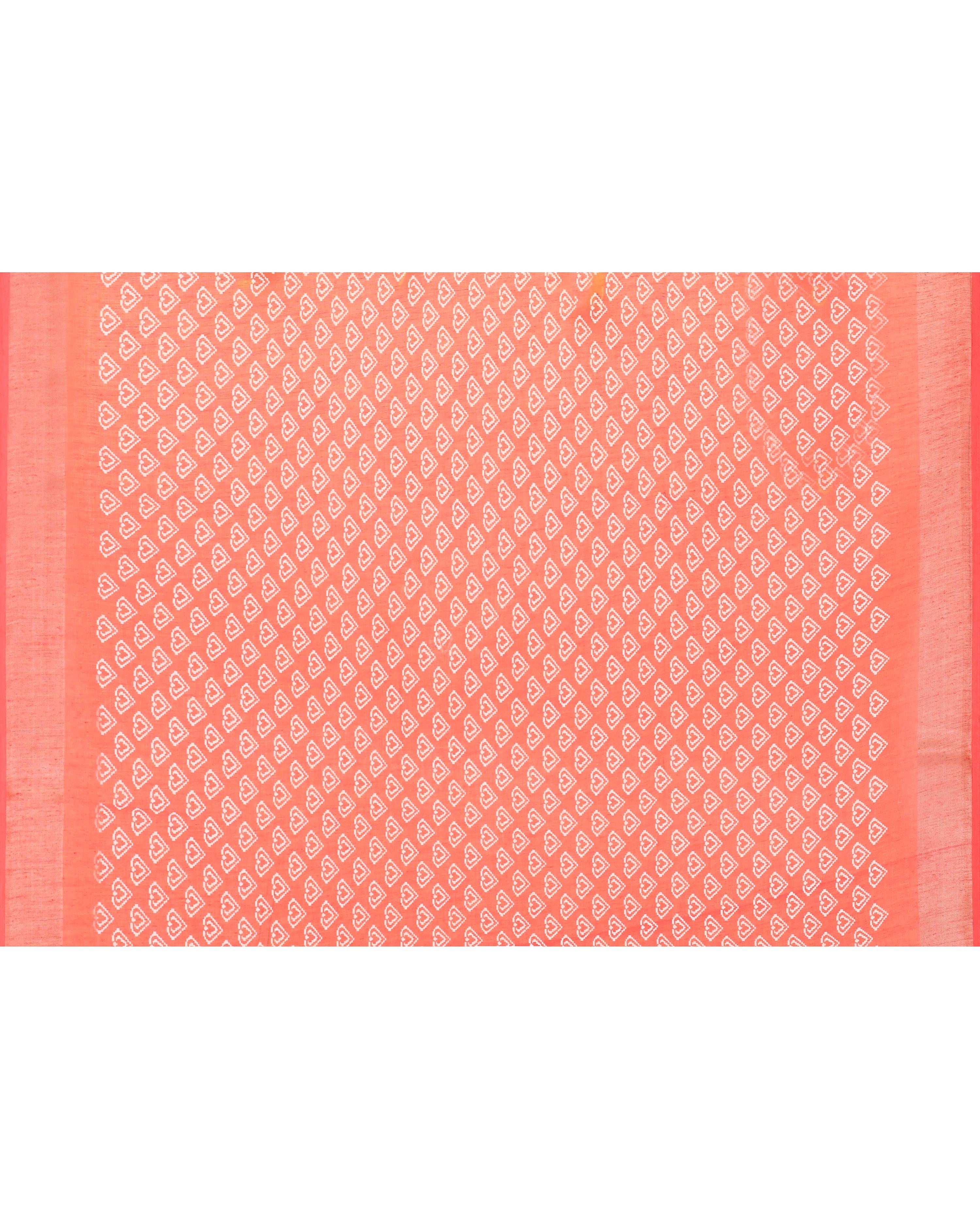 Piyari Fashion Women's Off White Printed Cotton Saree With Zari Border