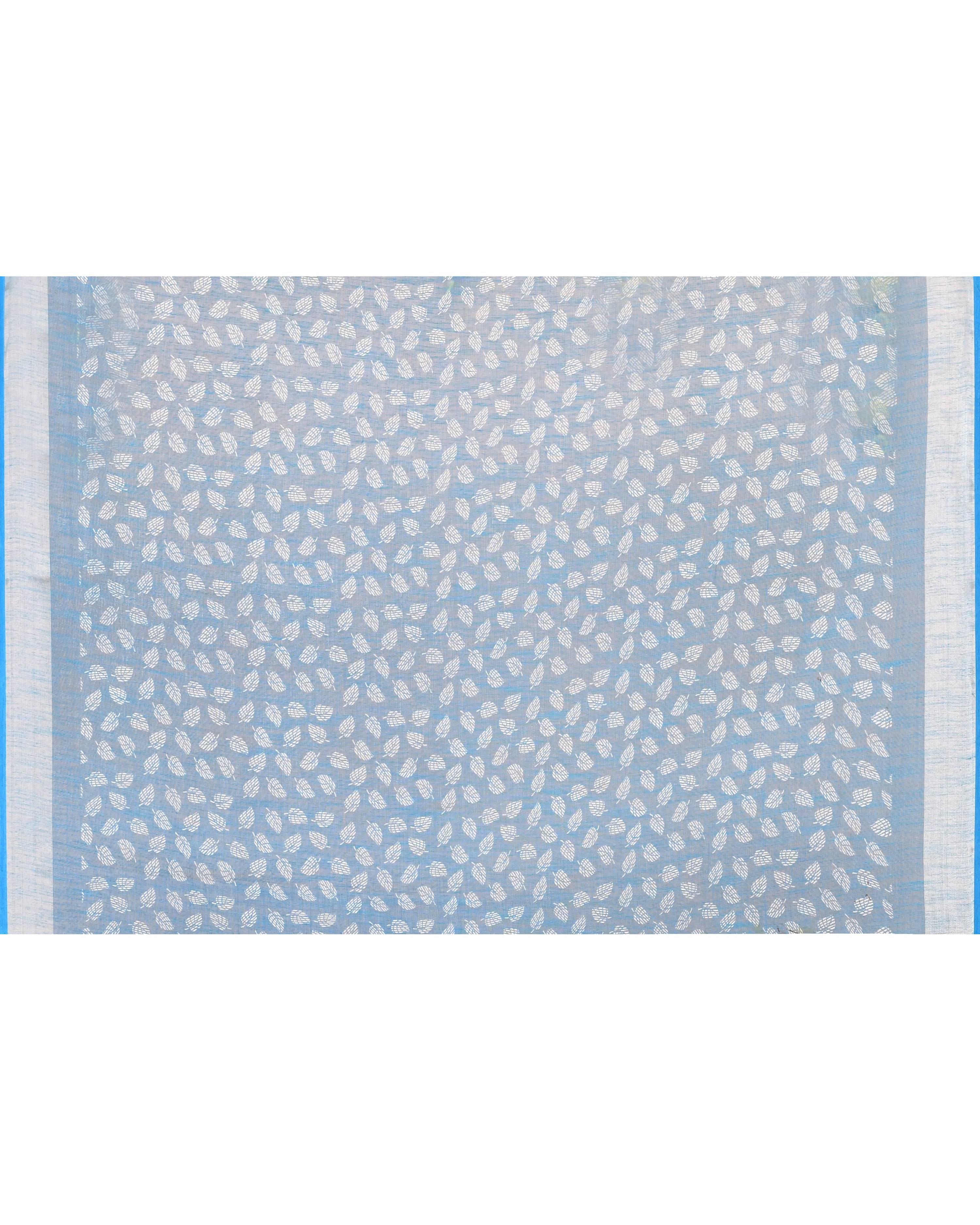 Piyari Fashion Women's Off White Printed Cotton Saree With Zari Border